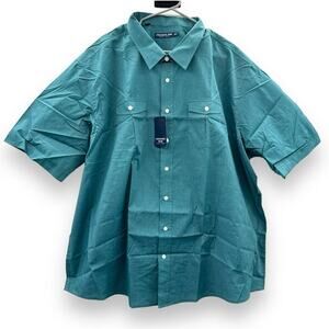 Atlas for Men SS Pilot Short Sleeve Button Down‎ Shirt in Teal Sz 3XL NEW